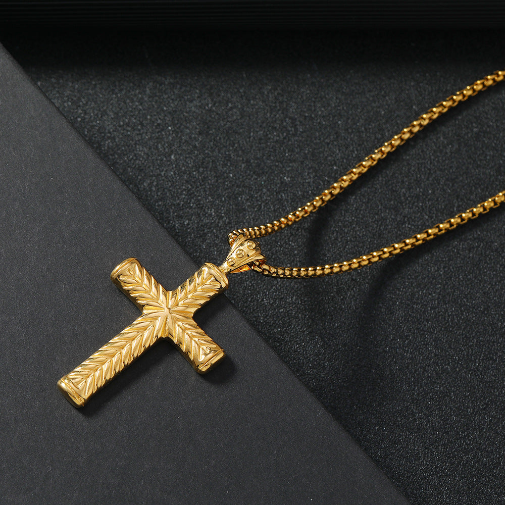 ✝️ Collier Homme Croix Moulée – Acier Inoxydable Style Géométrique