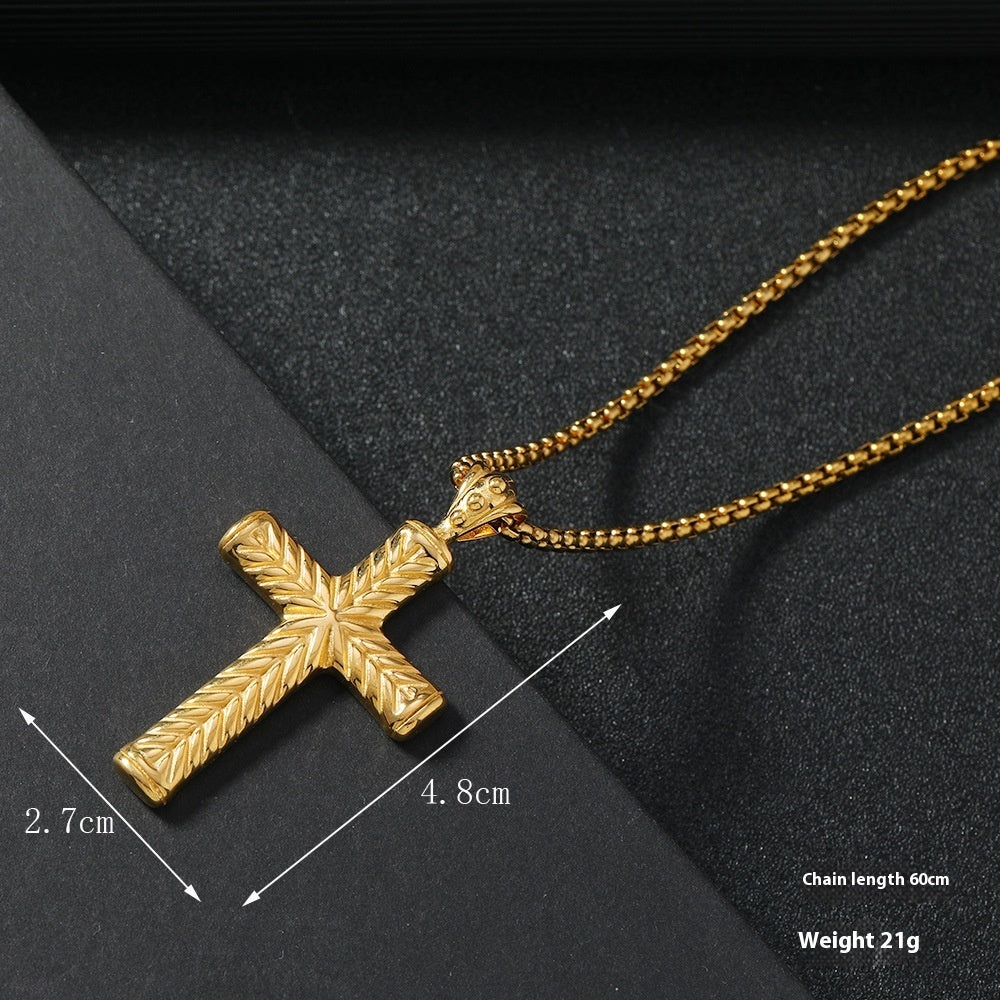 ✝️ Collier Homme Croix Moulée – Acier Inoxydable Style Géométrique
