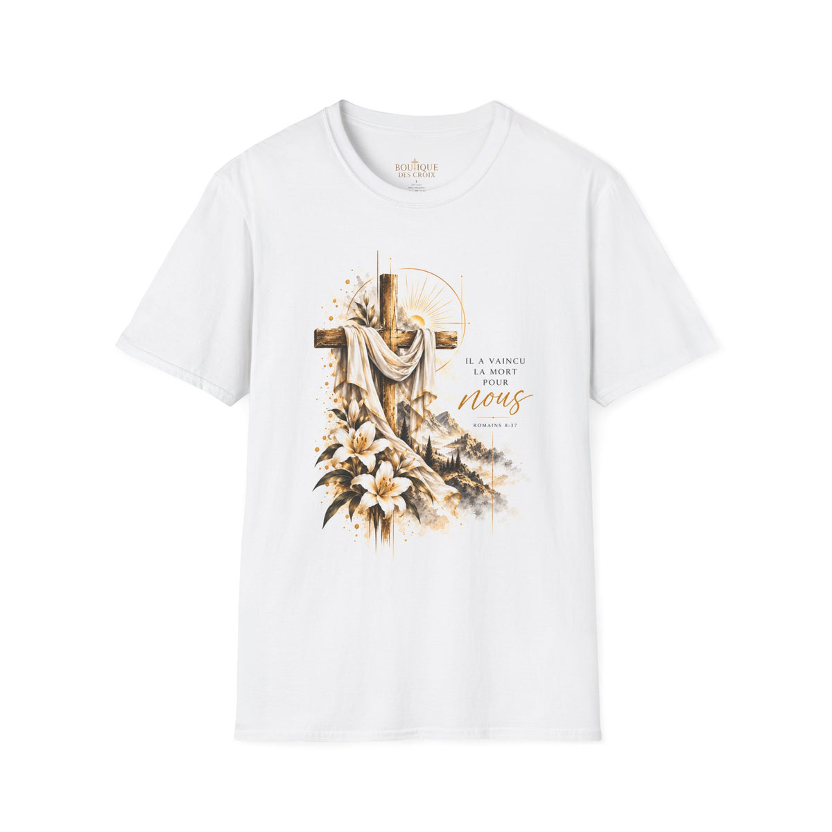 T-shirt unisexe « Il a vaincu la mort pour nous »