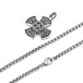 Stainless Steel Viking Cross Pendant Steel Color