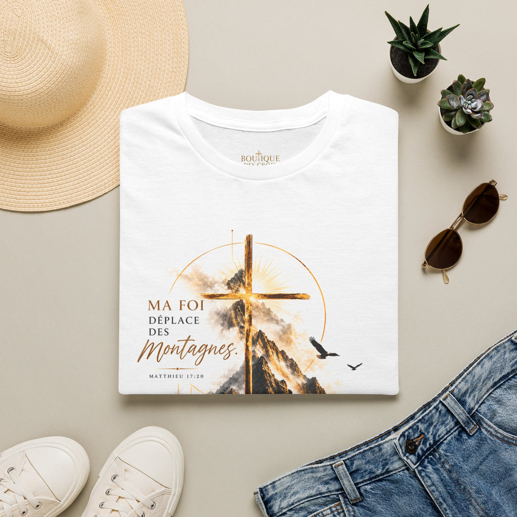 T-shirt unisexe « Ma foi déplace des montagnes »