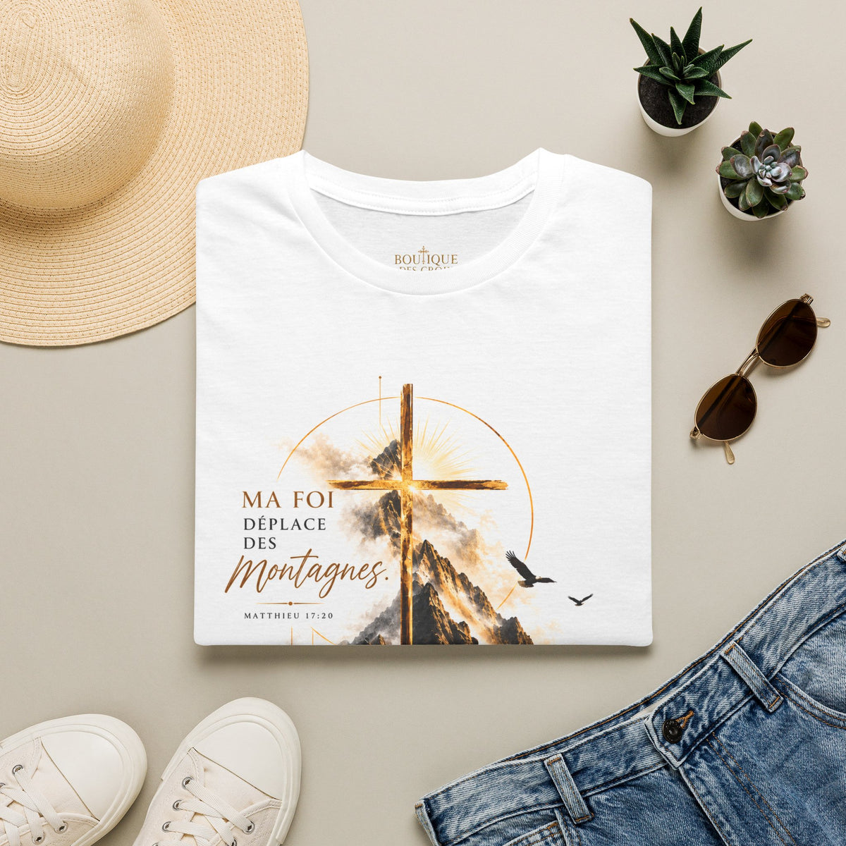 T-shirt unisexe « Ma foi déplace des montagnes »