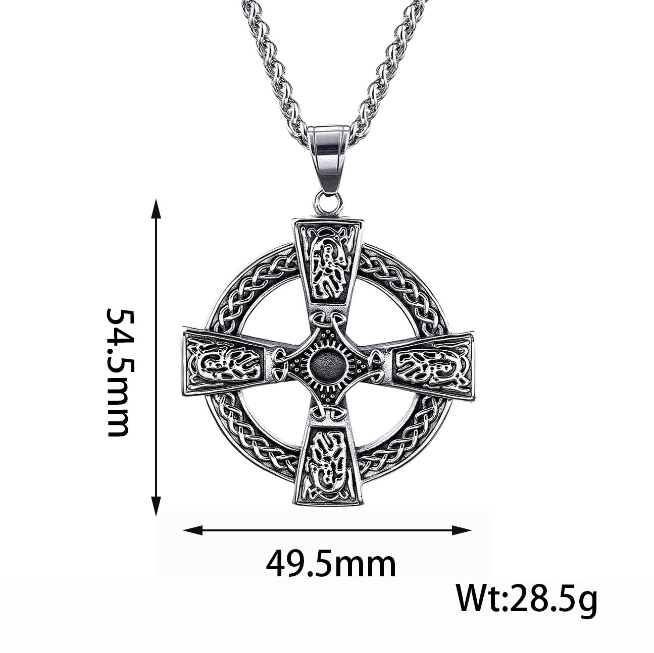Pendentif Croix Celtique Homme – Acier Inoxydable