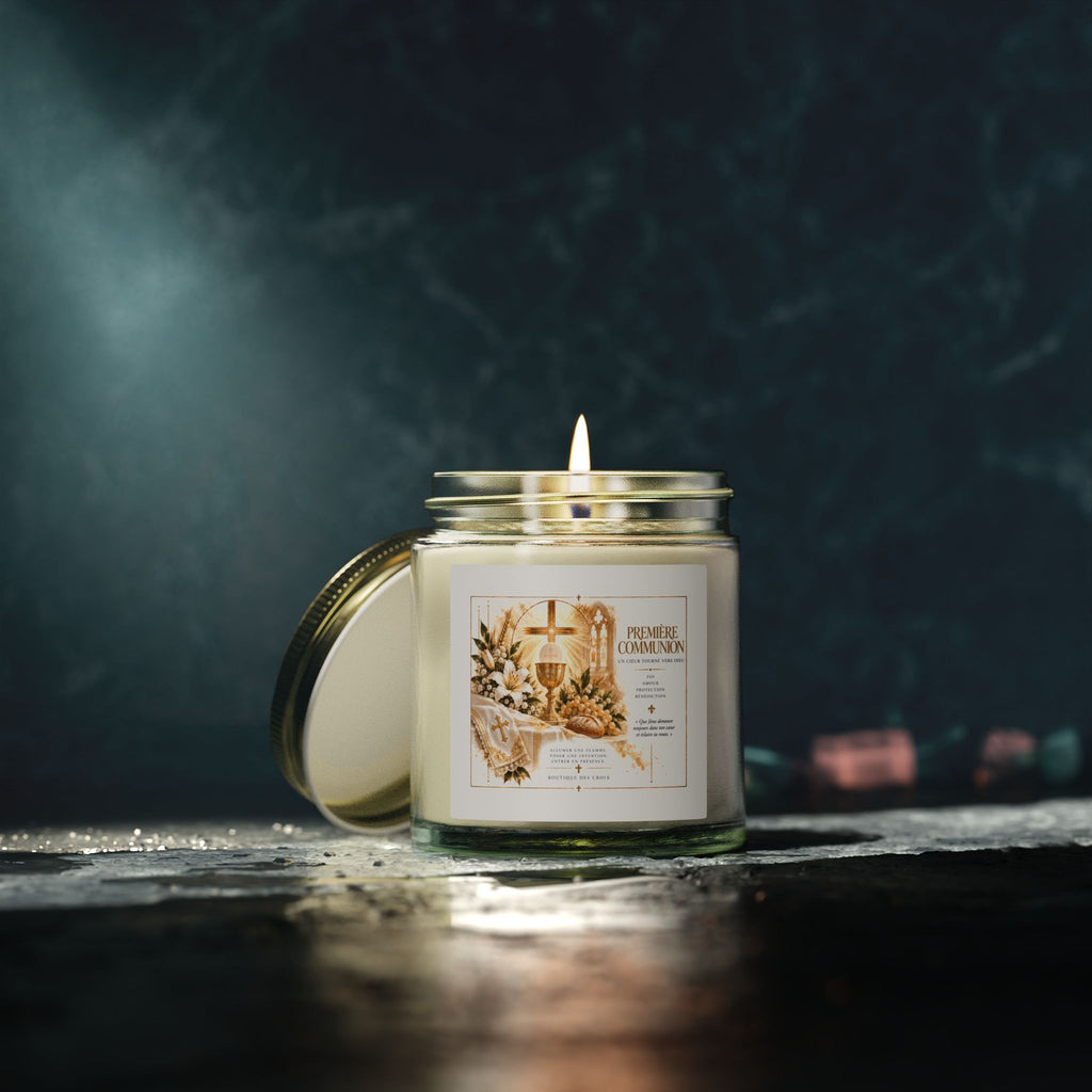 Bougie Première Communion – Un Cœur Tourné vers Dieu | Foi, Amour, Protection & Bénédiction