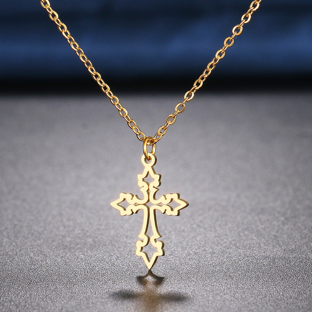 ✝️ Collier Femme Croix Gothique – Acier Inoxydable Rétro