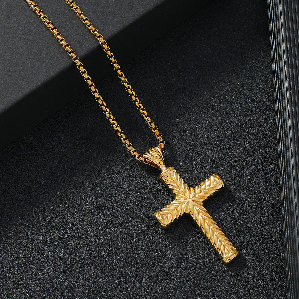 ✝️ Collier Homme Croix Moulée – Acier Inoxydable Style Géométrique