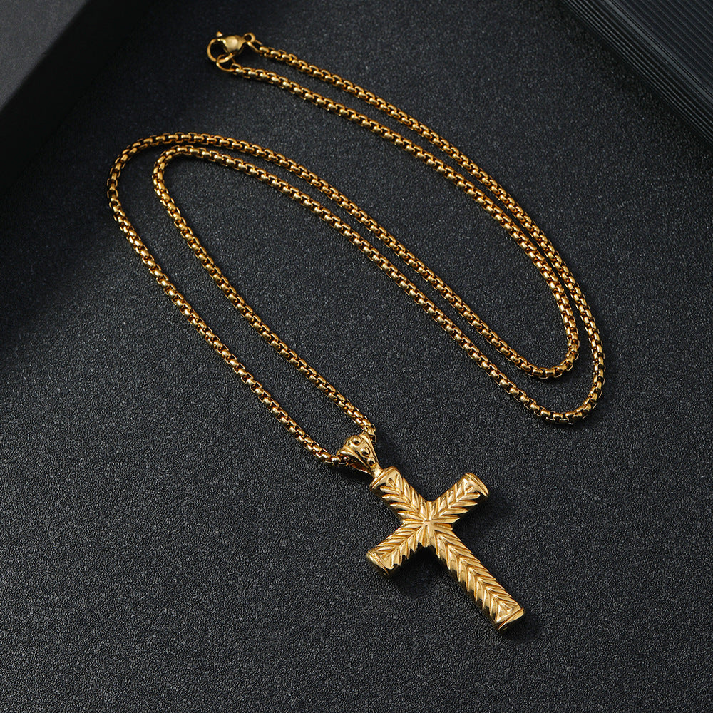 ✝️ Collier Homme Croix Moulée – Acier Inoxydable Style Géométrique