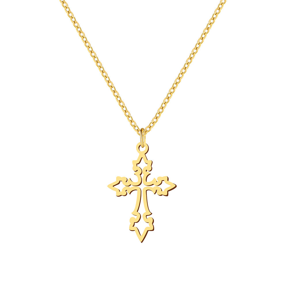✝️ Collier Femme Croix Gothique – Acier Inoxydable Rétro