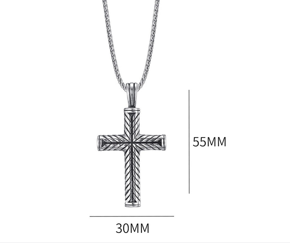 ✝️ Collier Homme Croix Moulée – Acier Inoxydable